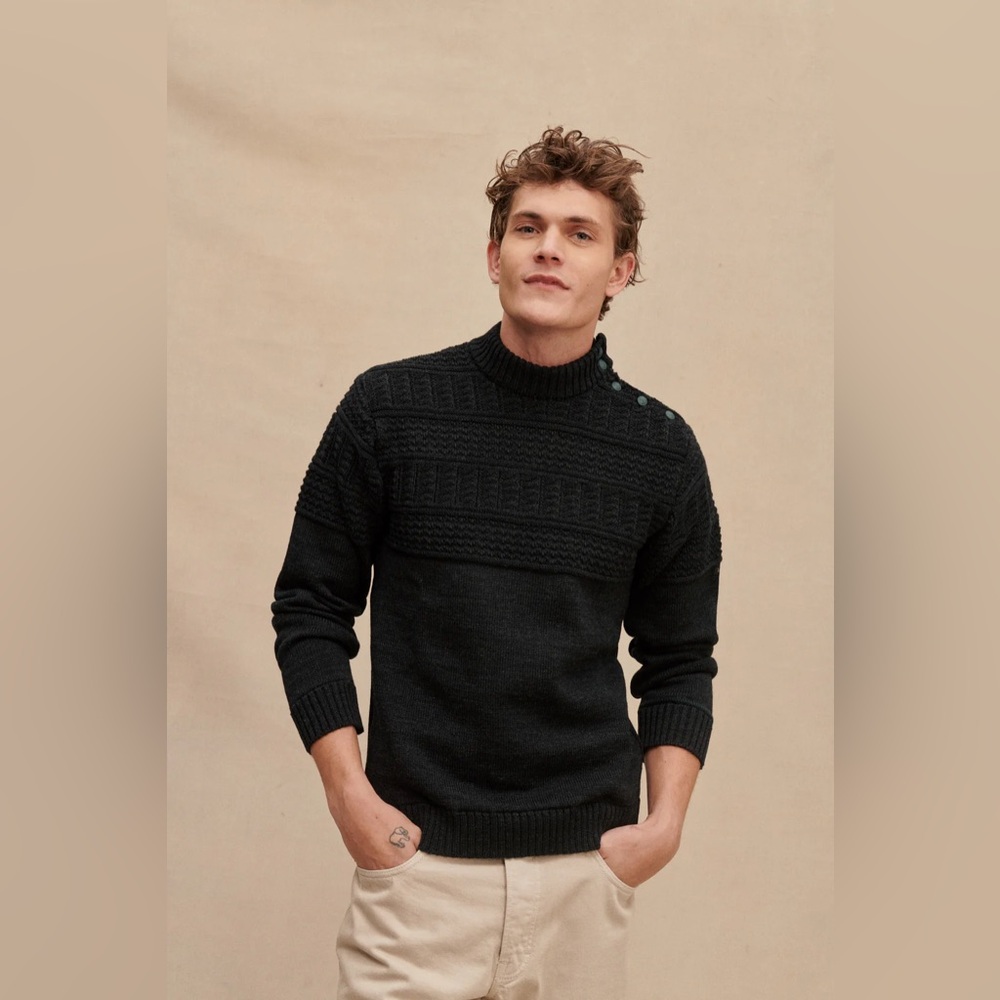 Le minor MEN'S GREY ANTHRACITE FISHERMAN SWEATER